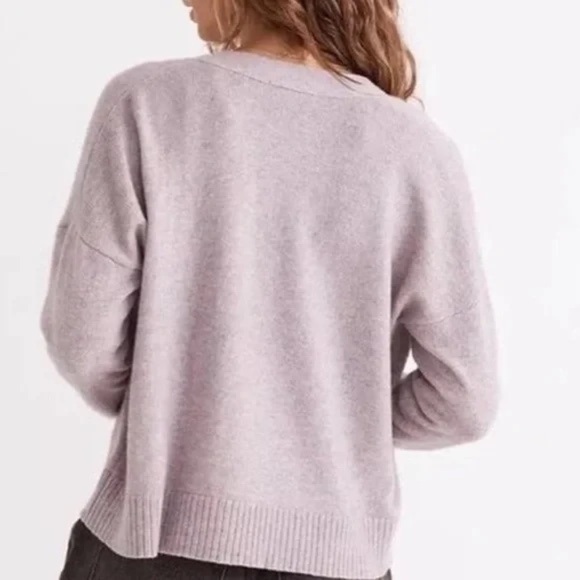 Madewell Upton Cardigan Cropped Wool Blend Lavender Sweater - Picture 8 of 8